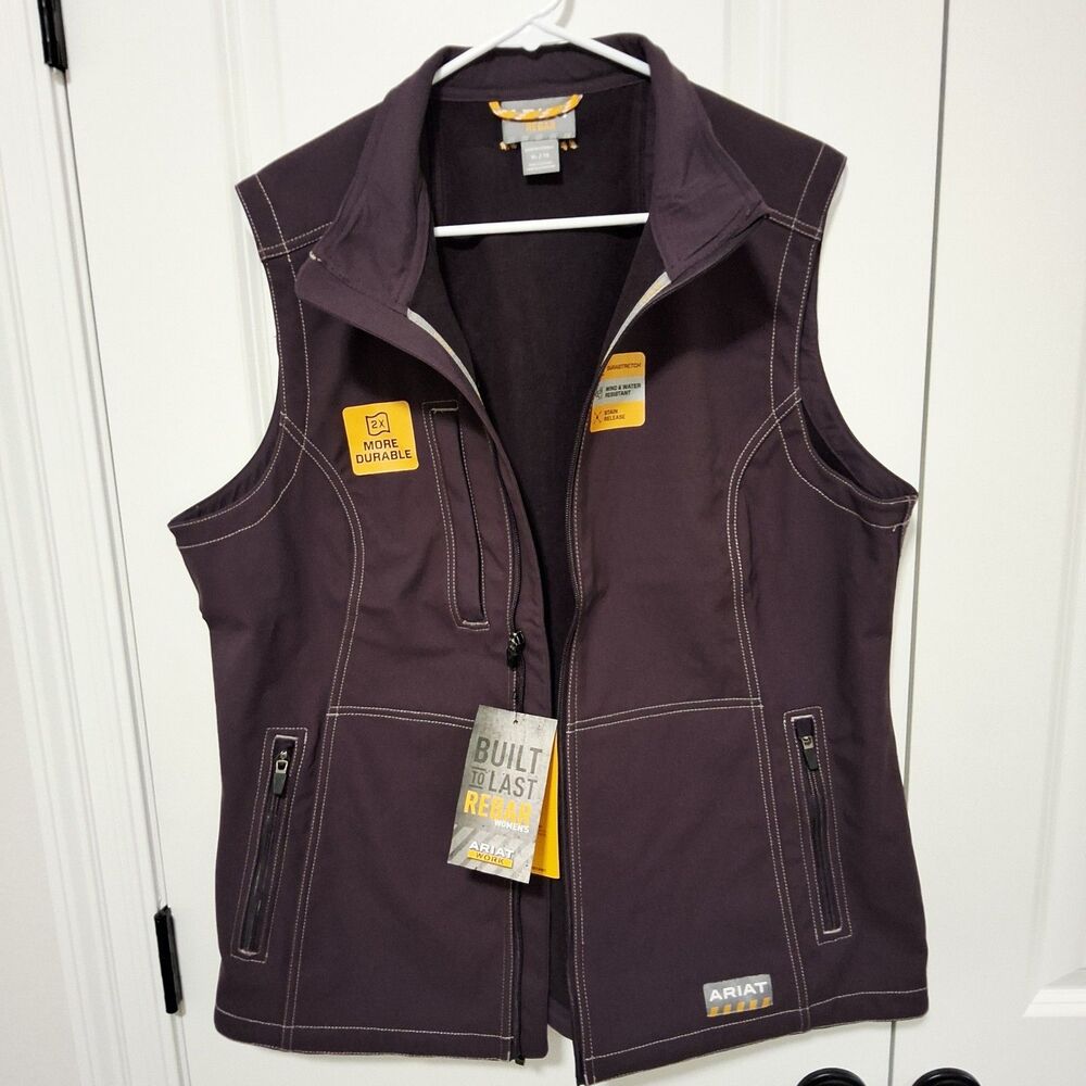 Ariat Women's Rebar Stretch Canvas Softshell Purple Vest Size XL New w/Tag